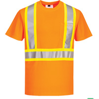 Contrast-Striped Safety T-Shirt, Polyester, Small, High Visibility Orange Helyx Safety & Industrial Supplies