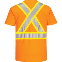 Contrast-Striped Safety T-Shirt, Polyester, Small, High Visibility Orange Helyx Safety & Industrial Supplies