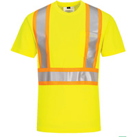 Contrast-Striped Safety T-Shirt, Polyester, Small, High Visibility Lime-Yellow Helyx Safety & Industrial Supplies