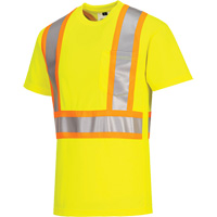 Contrast-Striped Safety T-Shirt, Polyester, Small, High Visibility Lime-Yellow Helyx Safety & Industrial Supplies