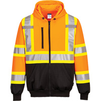 Contrast-Striped Safety Hoodie, Small, Black/High Visibility Orange Helyx Safety & Industrial Supplies