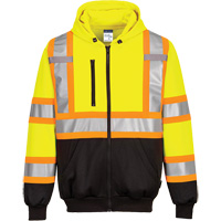 Contrast-Striped Safety Hoodie, Small, Black/High Visibility Lime-Yellow Helyx Safety & Industrial Supplies