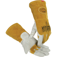Gants de soudeur TIG/MIG de premi&egrave;re qualit&eacute; avec dos en cuir de vache refendue isol&eacute;es et ignifug&eacute;s Caiman, Cuir fleur de ch&egrave;vre, Taille Petit Helyx Safety & Industrial Supplies
