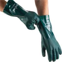 Double Dipped Green Gloves, 14" L, PVC, Cotton Jersey Inner Lining, 70-mil Helyx Safety & Industrial Supplies