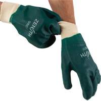 Double Dipped Green Gloves, 10" L, PVC, Cotton Jersey Inner Lining, 70-mil Helyx Safety & Industrial Supplies