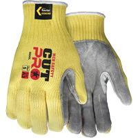 Gants de travail r&eacute;sistant &agrave; la coupe CutPro avec paume en cuir fendu, Taille Petit, Calibre 7, Enveloppe en Kevlar, ASTM ANSI niveau A3 Helyx Safety & Industrial Supplies