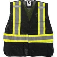 CSA Compliant Surveyor Vest, Black, Medium, Polyester Helyx Safety & Industrial Supplies