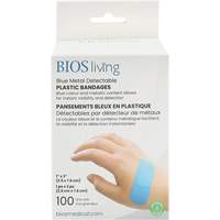 Blue Water-Resistant Bandages, Rectangular/Square, 3", Plastic Metal Detectable, Sterile Helyx Safety & Industrial Supplies