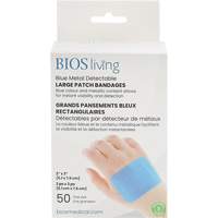 Blue Large Patch Bandages, Rectangular/Square, 3", Fabric Metal Detectable, Sterile Helyx Safety & Industrial Supplies