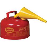Bidon de s&eacute;curit&eacute; pour les produits inflammables avec entonnoir, Type I, Acier galvanis&eacute;, 2,5 gal. US, Rouge, Homologu&eacute; FM/List&eacute; UL/ULC Helyx Safety & Industrial Supplies
