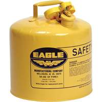 Bidon de s&eacute;curit&eacute; pour le diesel, Type I, Acier galvanis&eacute;, 5 gal. US, Jaune, Homologu&eacute; FM/List&eacute; UL/ULC Helyx Safety & Industrial Supplies