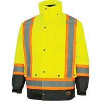 5057 Pioneer&reg; Yukon 7-in-1 Waterproof Winter Safety Parka, Polyester, Black/High Visibility Lime-Yellow, X-Small Helyx Safety & Industrial Supplies