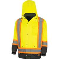 5057 Pioneer&reg; Yukon 7-in-1 Waterproof Winter Safety Parka, Polyester, Black/High Visibility Lime-Yellow, X-Small Helyx Safety & Industrial Supplies