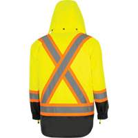5057 Pioneer&reg; Yukon 7-in-1 Waterproof Winter Safety Parka, Polyester, Black/High Visibility Lime-Yellow, X-Small Helyx Safety & Industrial Supplies
