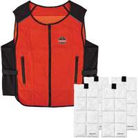 Chill-Its 6260 Lightweight Phase Change Cooling Vest with Rechargeable Packs, Small/Medium, Orange Helyx Safety & Industrial Supplies