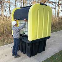 Yellow Roll Top Hardcover Spill Pallet, 65" L x 65" W x 101" H, 5000 lbs. Load Capacity Helyx Safety & Industrial Supplies