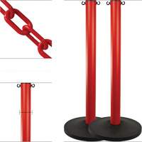 Ensemble de montants industriels avec chaîne en plastique, Hauteur de 37", Rouge Helyx Safety & Industrial Supplies
