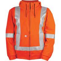 Chandail haute visibilit&eacute; &agrave; fermeture &eacute;clair sur le devant, r&eacute;sistant au vent, avec capuchon amovible, Hommes, Petit, Orange haute visibilit&eacute;, 27,7 cal/cm² Helyx Safety & Industrial Supplies