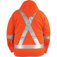 Chandail haute visibilit&eacute; &agrave; fermeture &eacute;clair sur le devant, r&eacute;sistant au vent, avec capuchon amovible, Hommes, Petit, Orange haute visibilit&eacute;, 27,7 cal/cm² Helyx Safety & Industrial Supplies