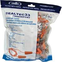 SEALTEC33 Orange Tapered PU Foam Disposable Earplugs, Bulk - Polybag, Corded Helyx Safety & Industrial Supplies