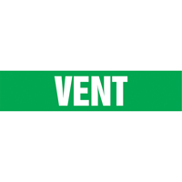 "Vent" Pipe Markers, Self-Adhesive, 4" H x 24" W, White on Green Helyx Safety & Industrial Supplies