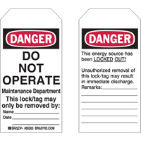 &eacute;tiquettes de verrouillage, Plastique, 3" la x 5-1/2" h, Anglais Helyx Safety & Industrial Supplies