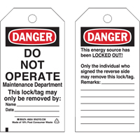 &eacute;tiquettes de verrouillage, Plastique, 3" la x 5-3/4" h, Anglais Helyx Safety & Industrial Supplies