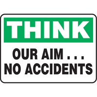 "Our Aim… No Accidents" Sign, 7" x 10", Aluminum, English Helyx Safety & Industrial Supplies