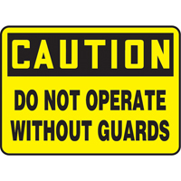 "Do Not Operate Without Guards" Sign, 7" x 10", Plastic, English Helyx Safety & Industrial Supplies