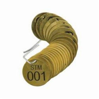 &eacute;tiquettes num&eacute;rot&eacute;es pour vannes STM, # 001-025, Laiton, 1,5" dia. Helyx Safety & Industrial Supplies