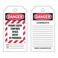 &eacute;tiquettes Confined Space, Polyester, 3" la x 5-3/4" h, Anglais Helyx Safety & Industrial Supplies