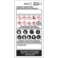 &eacute;tiquettes SIMDUT fabriqu&eacute;es sur place, Vinyle, Feuille, 4" lo x 2" la Helyx Safety & Industrial Supplies
