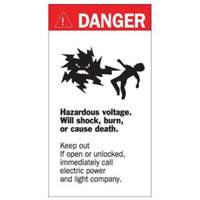 "Danger Hazardous Voltage" Sign, 8" x 4-1/2", Acrylic, English with Pictogram Helyx Safety & Industrial Supplies
