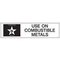 "D: Use on Combustible Metals" Fire Extinguisher Label Helyx Safety & Industrial Supplies