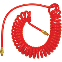 Tuyaux &agrave; air autor&eacute;tractables en polyur&eacute;thane Flexcoil a/raccords, Air, 1/4" DI x 15' lo, Polyur&eacute;thane, 140 psi &agrave; 23 °C Helyx Safety & Industrial Supplies