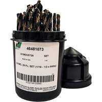Mechanics Length Jobber Drill 135° - 1/16" to 1/2" by 1/64", 29 Pieces, High Speed Steel Helyx Safety & Industrial Supplies