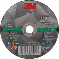 Silver Cut-Off Wheel, 3" x 0.06", 3/8"-24 Arbor, Type 1, Ceramic, 25645 RPM Helyx Safety & Industrial Supplies