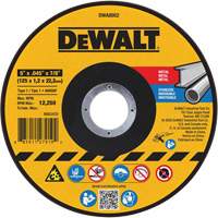 Metal Cut-Off Wheel, 5" x 0.045", 7/8" Arbor, Aluminum Oxide, Type 1 Helyx Safety & Industrial Supplies