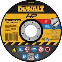 HP Metal Cut-Off Wheel, 4-1/2" x 0.04", 7/8" Arbor, Type 1, Aluminum Oxide, 13300 RPM Helyx Safety & Industrial Supplies