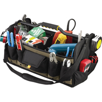 Open Top 20" Soft Side Tool Boxes, Polyester, 27 Pockets, Black Helyx Safety & Industrial Supplies