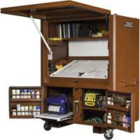 Coffre de chantier et surface de travail sur le terrain, 33" la x 63" p x 80" h, Acier, Rouge Helyx Safety & Industrial Supplies