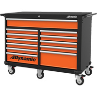 Armoire roulante, 12 tiroirs, 53" la x 24" p x 41" h, Noir/Orange Helyx Safety & Industrial Supplies