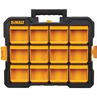 Flip-Bin Organizer, 3-7/8" W x 17-3/4" D x 13-7/8" H, Black/Yellow Helyx Safety & Industrial Supplies