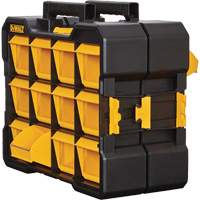 Flip-Bin Organizer, 3-7/8" W x 17-3/4" D x 13-7/8" H, Black/Yellow Helyx Safety & Industrial Supplies