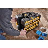 Flip-Bin Organizer, 3-7/8" W x 17-3/4" D x 13-7/8" H, Black/Yellow Helyx Safety & Industrial Supplies