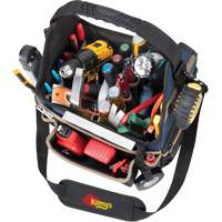 Molded Base Electrical/HVAC Tool Carrier, Ballistic Polyester, 20 Pockets, Black/Blue Helyx Safety & Industrial Supplies