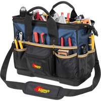 Molded Base Big-Mouth Tote Tool Bag, Ballistic Polyester, 23 Pockets, Black/Blue Helyx Safety & Industrial Supplies