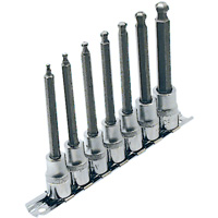 Jeu de douilles &agrave; embouts longs et sph&eacute;riques de 4" SAE LHSW-3807, Sph&egrave;re hexagonale, Prise 3/8", 7 mr Helyx Safety & Industrial Supplies