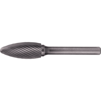 CLEVELAND Solid Carbide Burrs - Flame Shaped, 1/8" Dia., 1/8" Shank Helyx Safety & Industrial Supplies