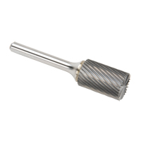 CLEVELAND Solid Carbide Burrs - Cylinder Shape with End Cut, SB-6, 3/5" Dia., 1/4" Shank, 24.4 mm Depth of Cut Helyx Safety & Industrial Supplies
